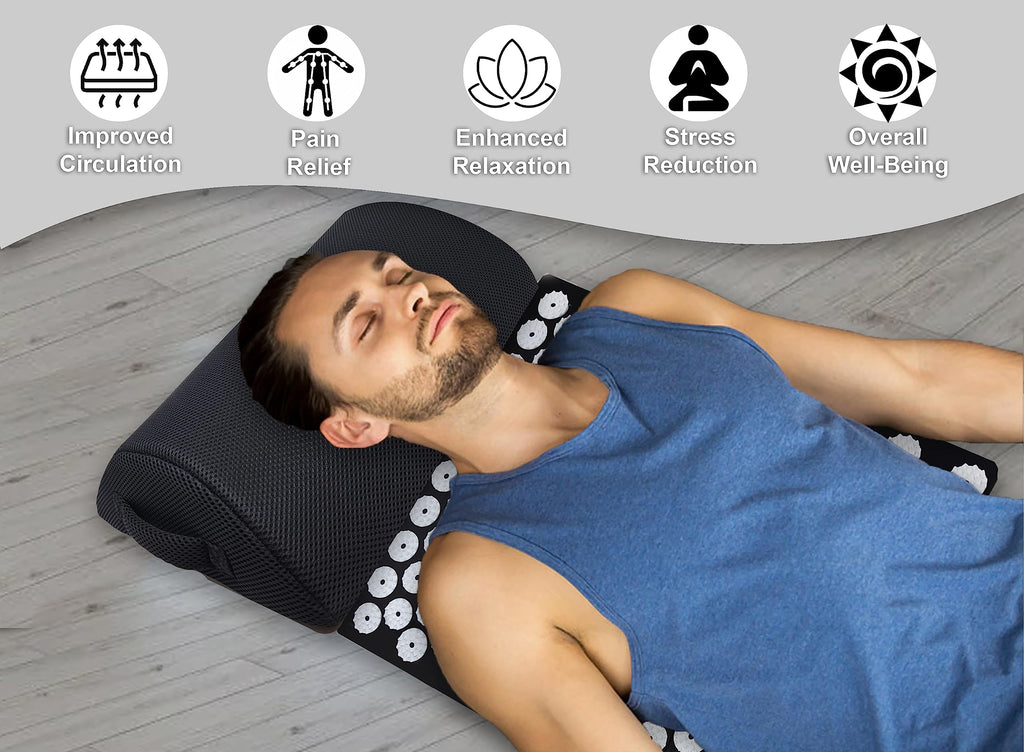 LovXtra Footrest with Acupressure Mat: FSA/HSA Eligible 2-in-1 Foot Rest for Work From Home, Office Under the Desk Accessories, Foot Massager, Acupuncture Pillow. Pain Relief for Feet Knee Heel & Back