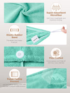 Hicober Microfiber Hair Towel, 3 Packs Hair Turbans for Wet Hair, Drying Hair Wrap Towels for Curly Hair Women Anti Frizz (Green,Purple,Grey)