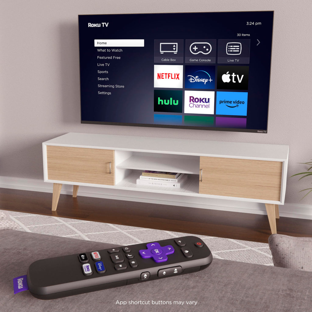 Roku Remote (Official Manufacturer Product) | TV Remote Control with TV Controls, Simple Setup, & Pre-Set App Shortcuts - Replacement Remote Compatible with Roku TV Models ONLY (Not Roku Players)