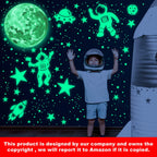 Glow in The Dark Stars for Ceiling Glow in The Dark Moon and Space Wall Decals Luminous Astronaut Universe Planet Galaxy Wall Stickers Outer Space Decal for Kids Boys Girls Bedroom Christmas Gift