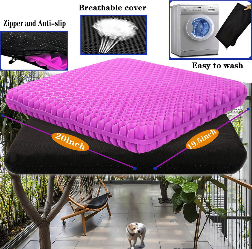 Plus Size Gel Seat Cushion for Long Sitting, Extra Large and Thick Seat Cushion, Back, Hip, Sciatica, Tailbone Pain Relief Cushion for Office Chairs, Wheelchairs, Cars, Stadium.(Rose Pink)