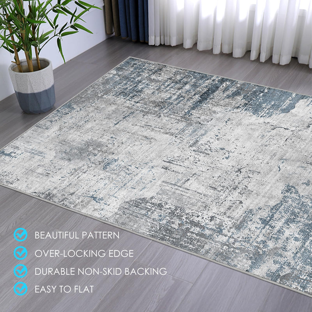 Kuyal Office Chair Mat for Hardwood Floor, 48 x 60 inches Computer Gaming Chair Mat, Low Pile Carpet Desk Chair Mat, Anti-Slip Floor Mats Wood/Tile Protection Mat(48'' x 60'', Modern Light Blue)