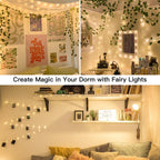 suddus 66ft 200 LED Outdoor String Lights, Warm White Fairy Lights Battery Operated with Remote, Led Twinkle Lights for Bedroom, Dorm, Patio, Tapestry, Backyard, Garden, Christmas, Party, Indoor