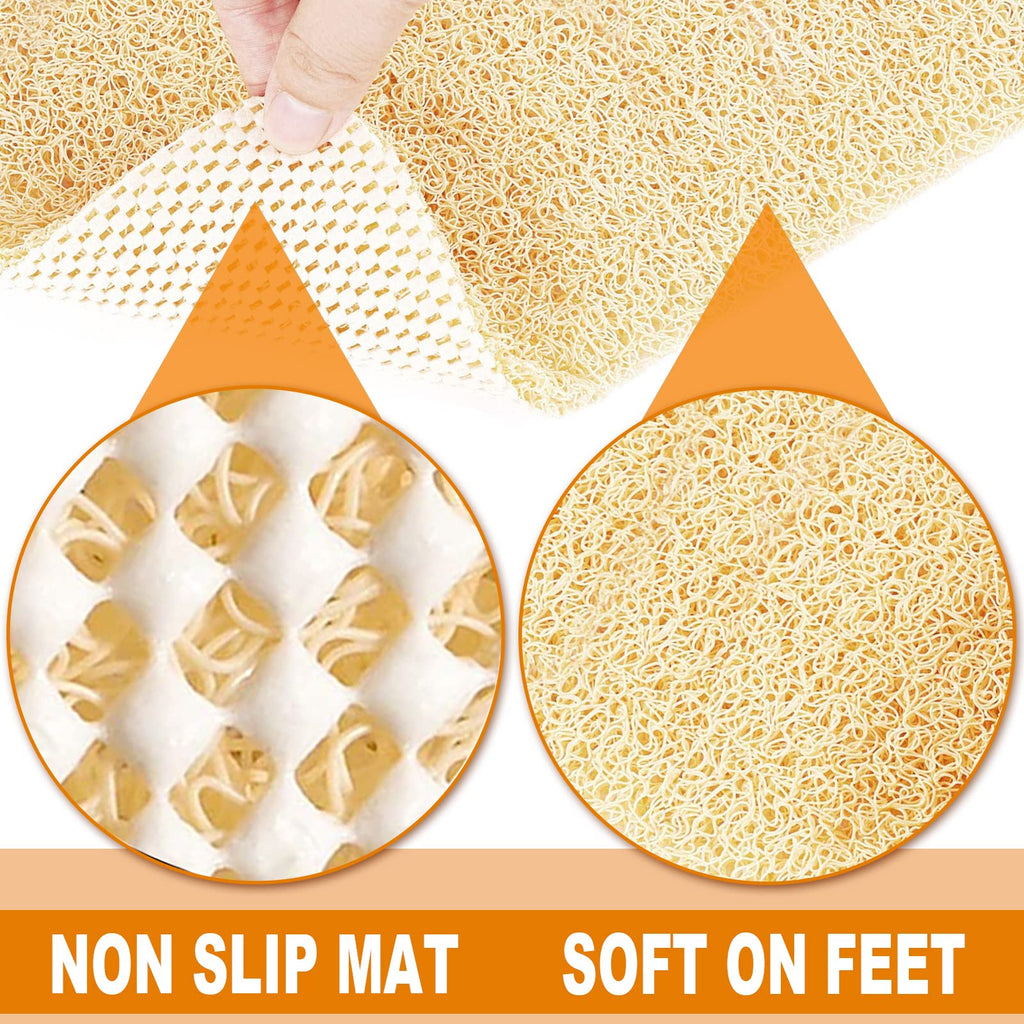 Shower Mats Non Slip,16x35.6'' Long Bathtub Mat Non Slip for Bathroom Tub,Shower Mats for Showers Anti Slip for Elderly,Loofah Anti Slip Shower Matt,Shower Stall Mat for Inside Shower-Beige