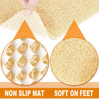 Shower Mats Non Slip,16x35.6'' Long Bathtub Mat Non Slip for Bathroom Tub,Shower Mats for Showers Anti Slip for Elderly,Loofah Anti Slip Shower Matt,Shower Stall Mat for Inside Shower-Beige