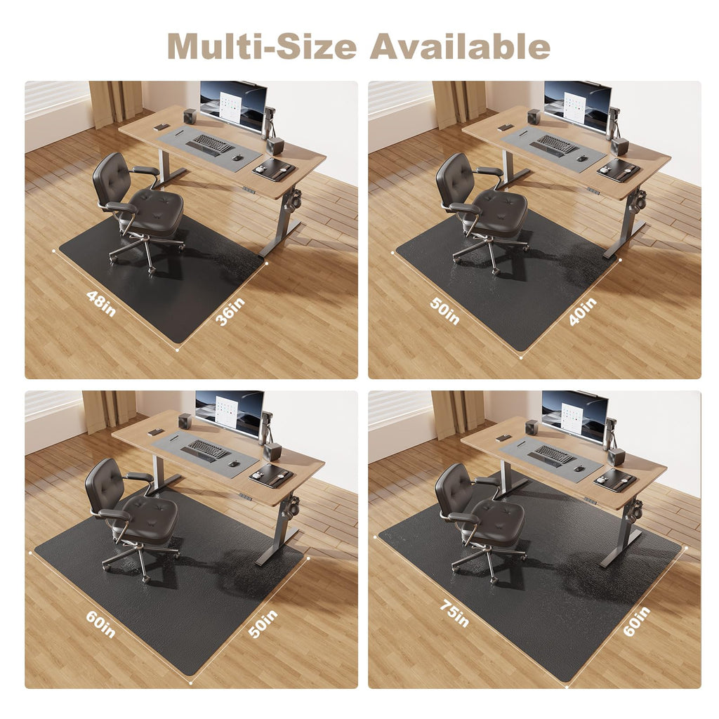 [Thickened to 2.0mm]60"x 75" Office Chair Floor Mat for Hardwood, Vinyl Computer Floor Mat, Anti-Slip Desk Floor Mat for Hardwood, Easy to Clean Office Chair Floor Protector, Durable Rolling Chair Mat