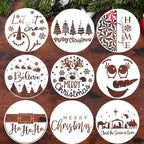 Christmas Stencils for Painting on Wood 12” Christmas Stencil Xmas Holiday Stencil Round Believe Snowman Templates for Porch Door Decor