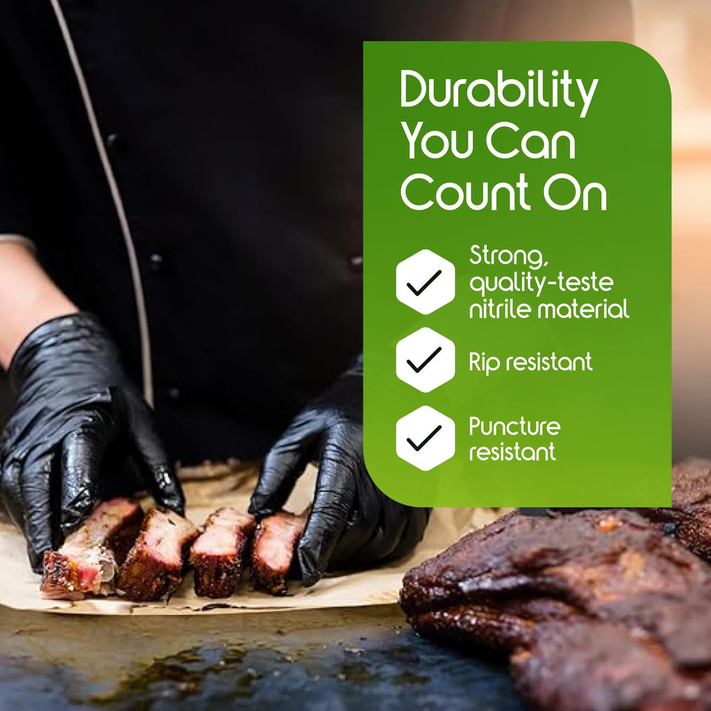 Inspire Black Nitrile Gloves HEAVY DUTY 6 Mil Nitrile Chemical Resistant Medical Cooking Cleaning Disposable Black Gloves (Medium, 100, Count)