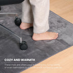 QQpony 63"x51" Office Chair Mat for Hardwood Floor, Flannel Fabric Desk Rug for Hard Surface, Protector Floor Mat for Home Office (Grey)
