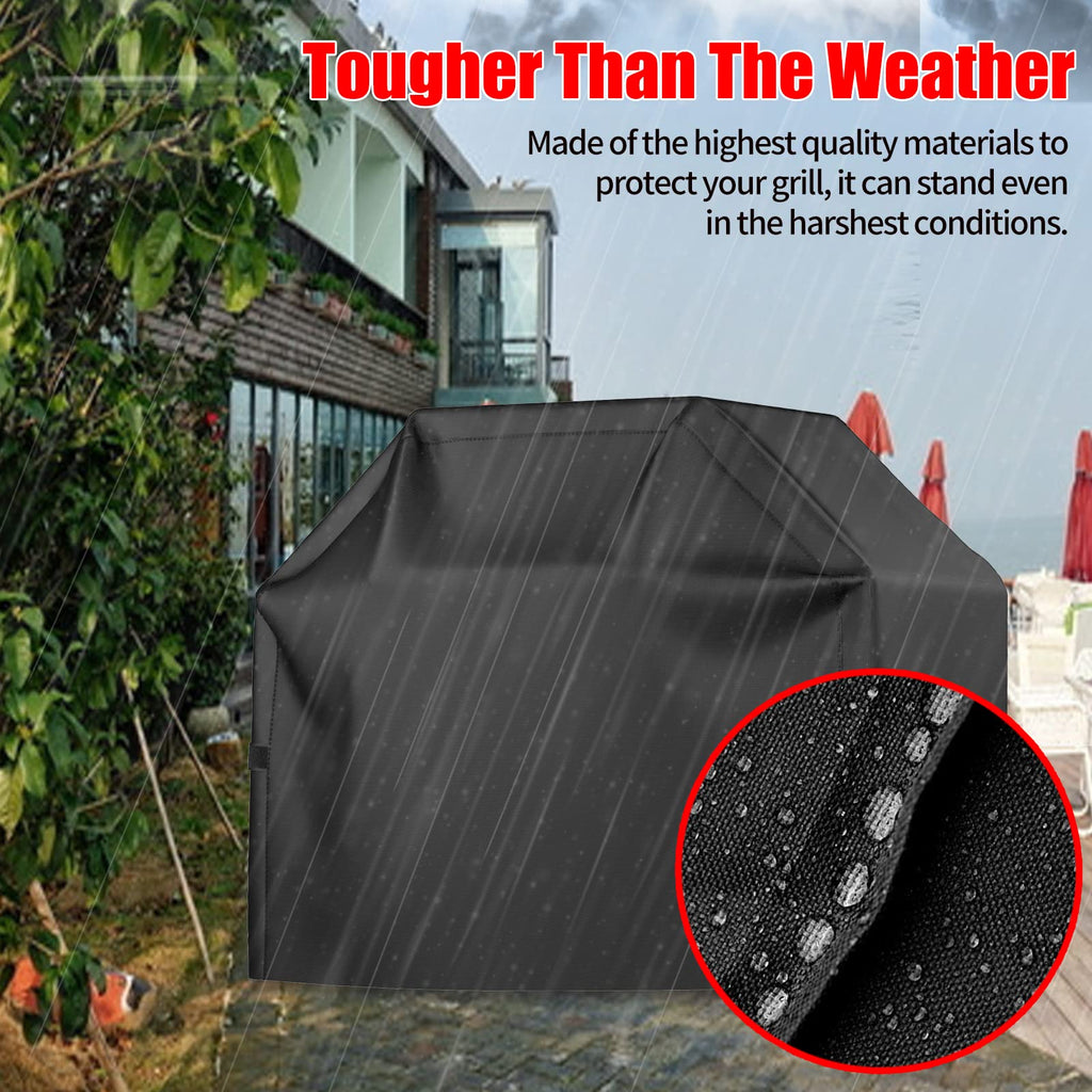 Grill Cover, BBQ Grill Cover, Waterproof, Weather Resistant, Rip-Proof, Anti-UV, Fade Resistant, with Hook-and-loop and Strap, Gas Grill Cover for Weber,Char Broil,Nexgrill Grills, etc. 55 inch, Black