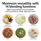 Hamilton Beach Wave Crusher Blender For Shakes and Smoothies With 40 Oz Glass Jar and 14 Functions, Ice Sabre Blades & 700 Watts for Consistently Smooth Results, Black + Stainless Steel (54221)