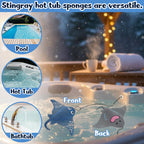 ZYIDBNG Stingray Hot Tub Scum Absorber Reusable Washable for Spa Scum Ray Floating Hot Tub Oil Absorber Cleaner Accessories for Adults (2 Pack, Stingray)