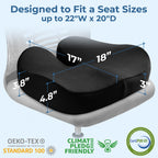 5 STARS UNITED Seat Cushion for Tailbone Pain Relief – Large Memory Foam Lifting Pillow for Coccyx, Hip, Sciatica & Post-Surgery Recovery – Wheelchair, Car, Desk, Gaming & Office Chairs, Black