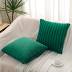 Pallene Faux Fur Plush Christmas Throw Pillow Covers 18x18 Set of 2 - Luxury Soft Fluffy Striped Decorative Pillow Covers for Sofa, Couch, Living Room - Christmas Green