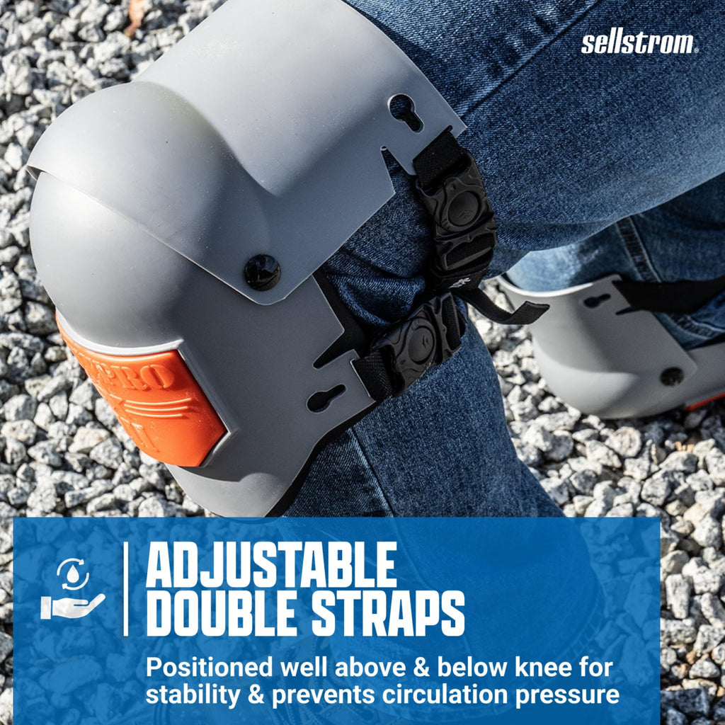 Sellstrom Ultra Flex KneePro Professional Knee Pads for Men & Women with Thick Foam Cushioning & Heavy Duty Hard Outer Shell - Adjustable Straps with Quick-Clips & Ergonomic Metal Hinges - for Construction Work, Gardening, Roofing, Flooring
