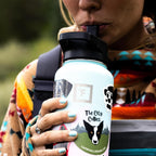 Camping & Hiking Hydration Flask with Straw, Wide Mouth Insulated Stainless Steel Sports Water Bottle - 18 oz Bubble Gum
