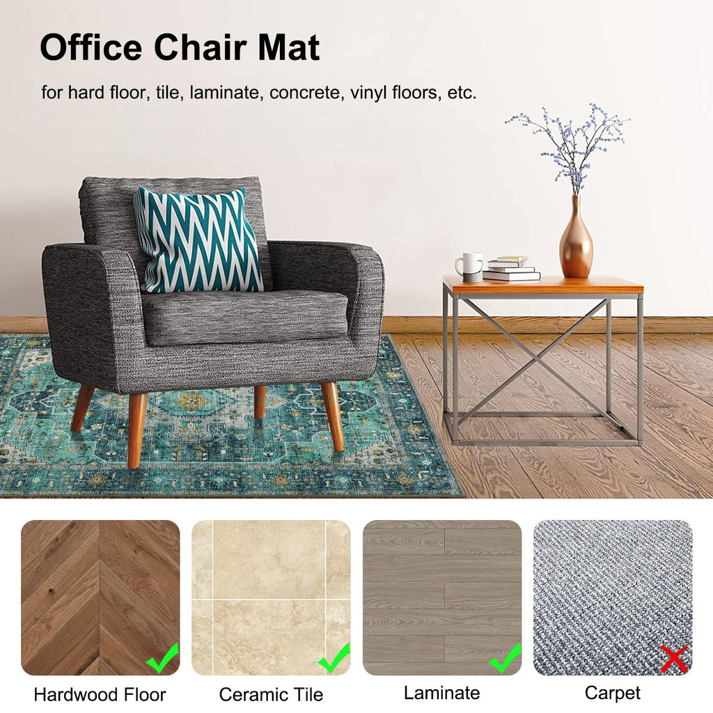 Anidaroel 48"x60" Chair Mat for Hardwood Floor/Tile Floor, Desk Chair Mats for Hard Floors, Under Desk Rug Protector for Rolling Chair, Computer Gaming Chair Mat, Low Pile Carpet Floor Mat