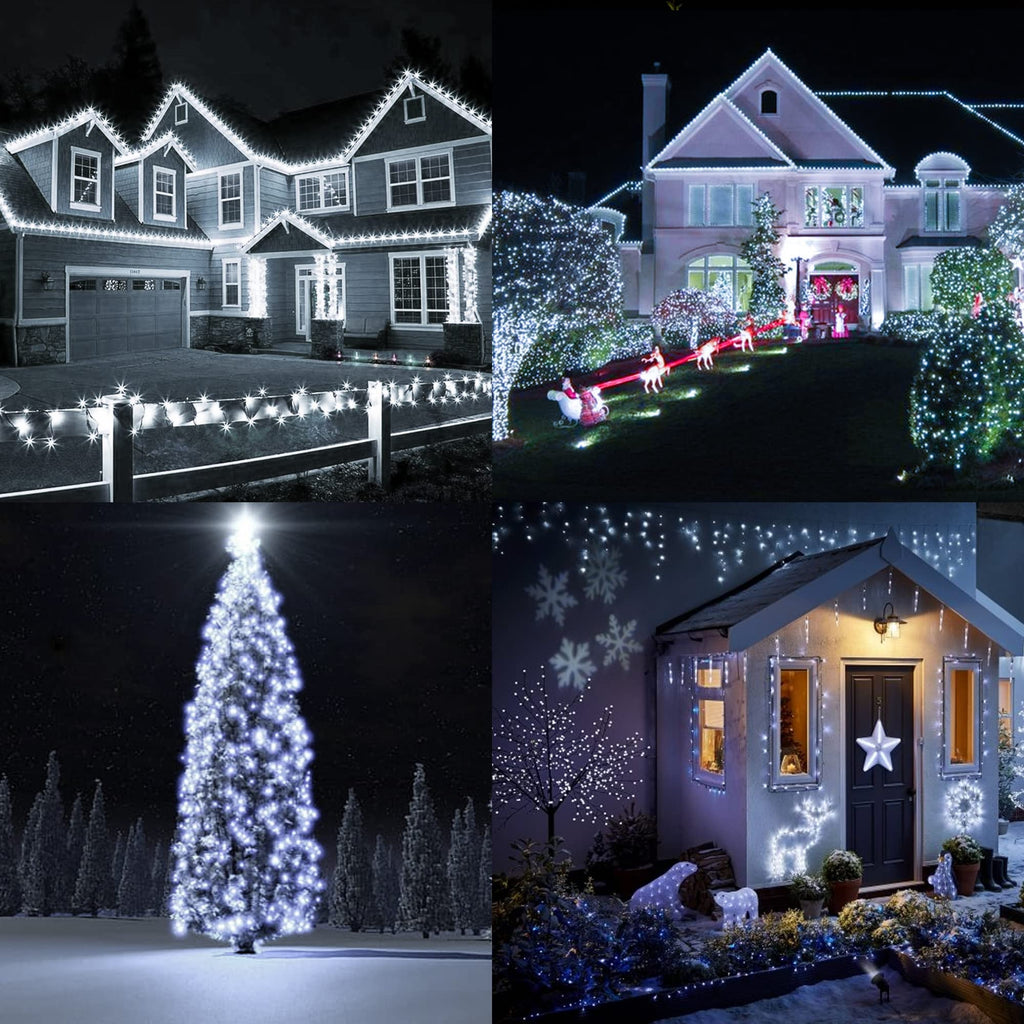 TW SHINE White Solar String Lights Outdoor, Total 80 FT 240 LED Solar Powered Waterproof Fairy Lights 8 Modes Copper Wire Lights for Christmas Party Tree Wedding Yard Decorations, 2 Pack