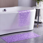 Webos Bath Shower Mat Non Slip: Extra Large Pebble Bathtub mat for Kids, Elderly, Anti Slip Shower Matt with Drain Holes Suction Cups Tub Mat - 16 X 40 Inch Clear Purple