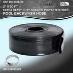 U.S. Pool Supply Pool Backwash Hose 2 Inch Diameter x 50 Feet - Discharge Hose for Pump, Sand Filter & Sump Pump Hoses - Burst Resistant Lay Flat Drainage Hoses for Inground & Above Ground Pools