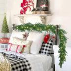 Hananona 2 Pcs 6 Ft Artificial Norfolk Pine Garlands, Real Touch Winter Pine Garland, Green Artificial Greenery Garland for Table, Mantle, Wall, Indoor, Outdoor Christmas Decorations (2, 6 FT)