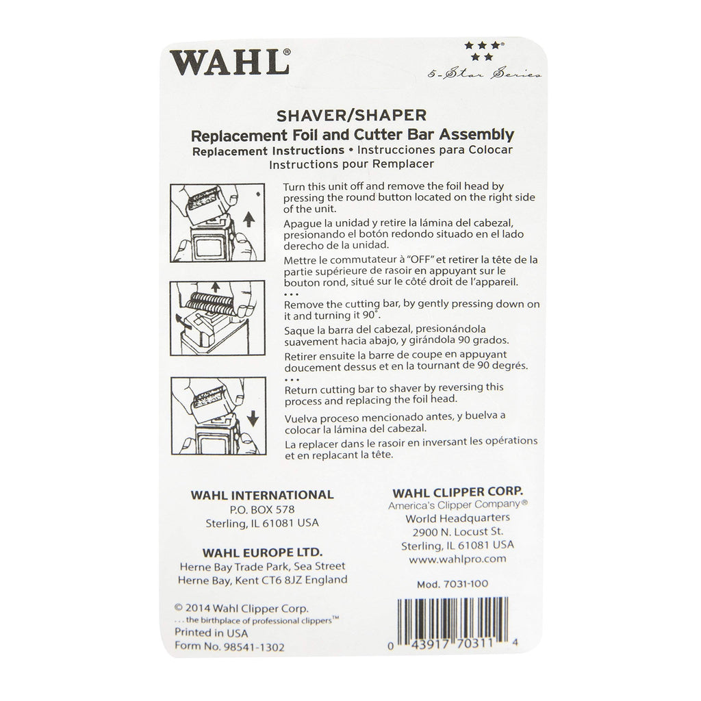 Wahl Professional 5 Star Series Shaver Shaper Replacement Foil & Cutter Bar Assembly, Super Close, Gold