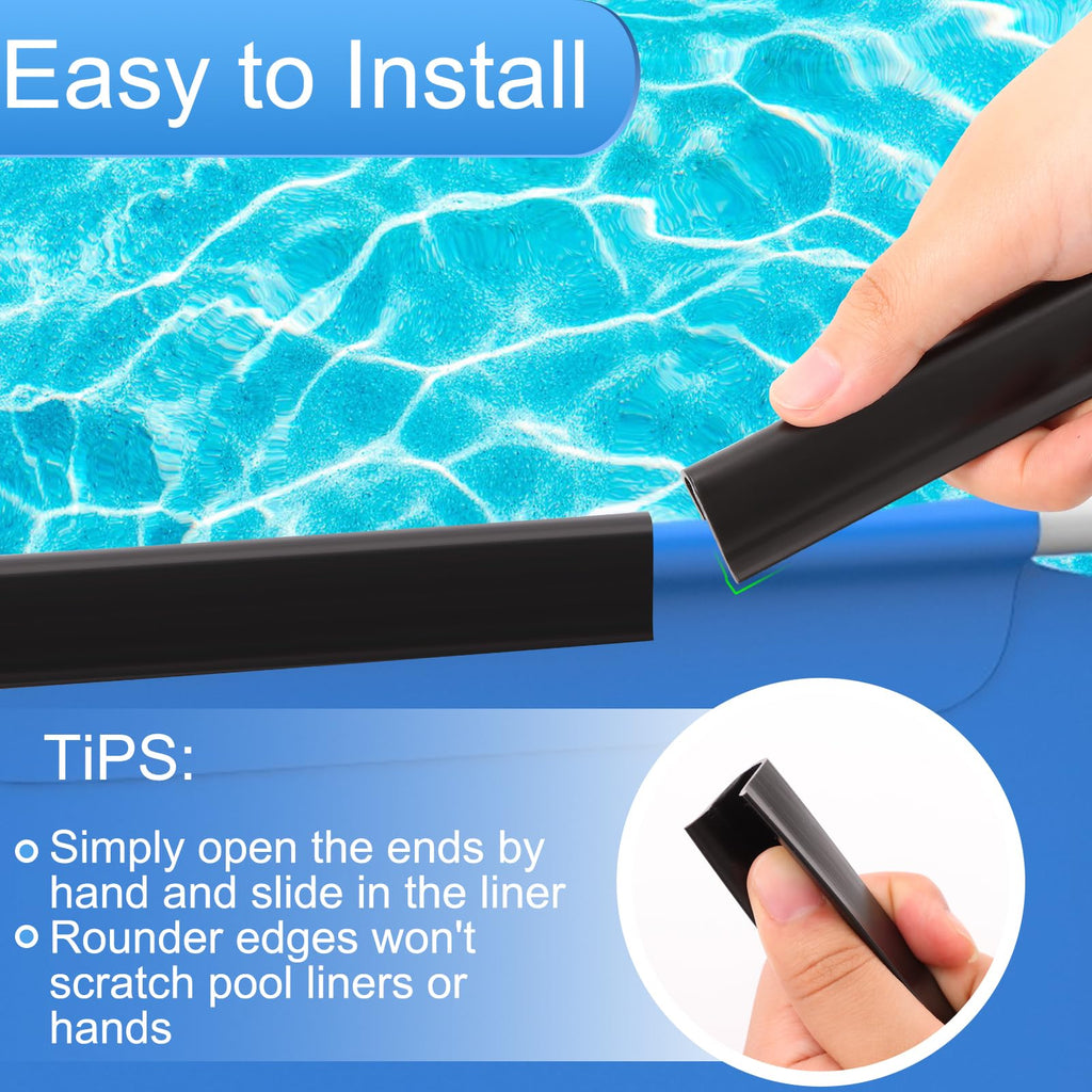 Niuyhe Coping Strips for Overlap Above Ground Pool Liners, Swimming Pool Plastic Liner Clips Replacement Patch Kit for 24ft Round, 15 X 30ft Oval and 16 X 24ft Oval (Qty 61, 15.74 inches Long)