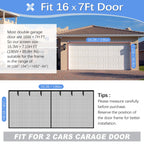 Garage Door Screen for 2 Car Garage 16x7FT, Magnetic Screen Garage with Retractable Fiberglass Mesh and Heavy Duty Weighted Bottom, Easy Assembly & Pass, Hands Free Door Screen Kit