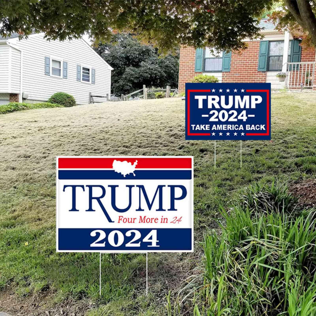 WENWELL Trump 2024 Yard Signs 2-Pack – Double-Sided,Waterproof,UV Resistant, 12x18 Inchs with Metal H-Stakes – Donald Trump Campaign Rally Placard Outdoor Lawn Decoration
