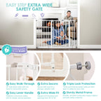 Regalo Safety 29-49" Easy Step Extra Wide Baby Gate for Doorways & Bottom of Stairs, Pressure Mounted Safety Gate with Door for Babies, Toddlers & Pets, White
