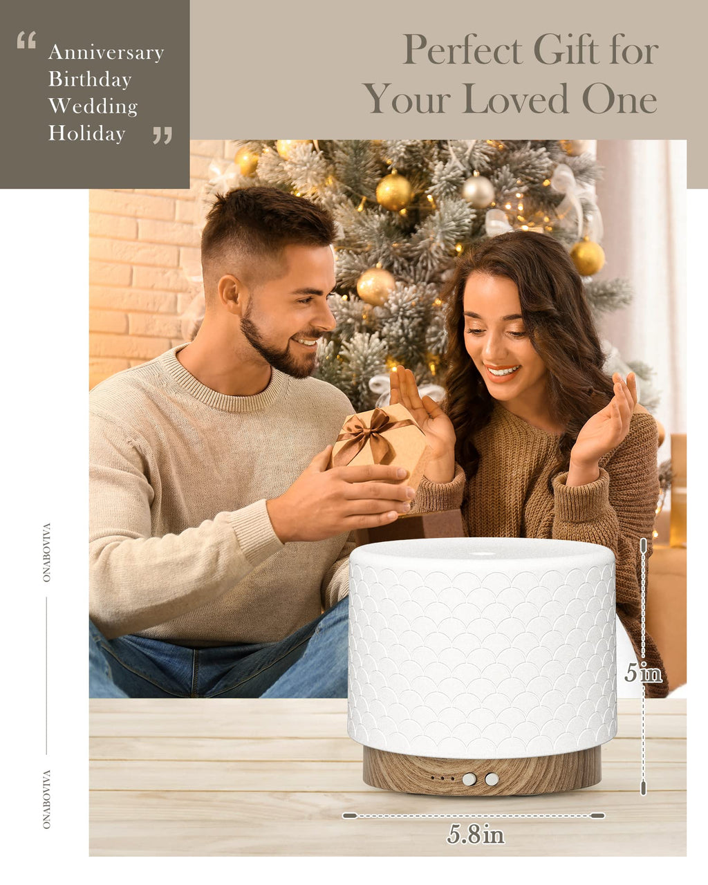 Essential Oil Diffuser, Ceramic Diffuser for Essential Oil Large Room Diffusers,Ultrasonic 280ml Aromatherapy Diffuser with Essential Oil, Bedroom Vaporizer Cool Mist Humidifier for Home Office