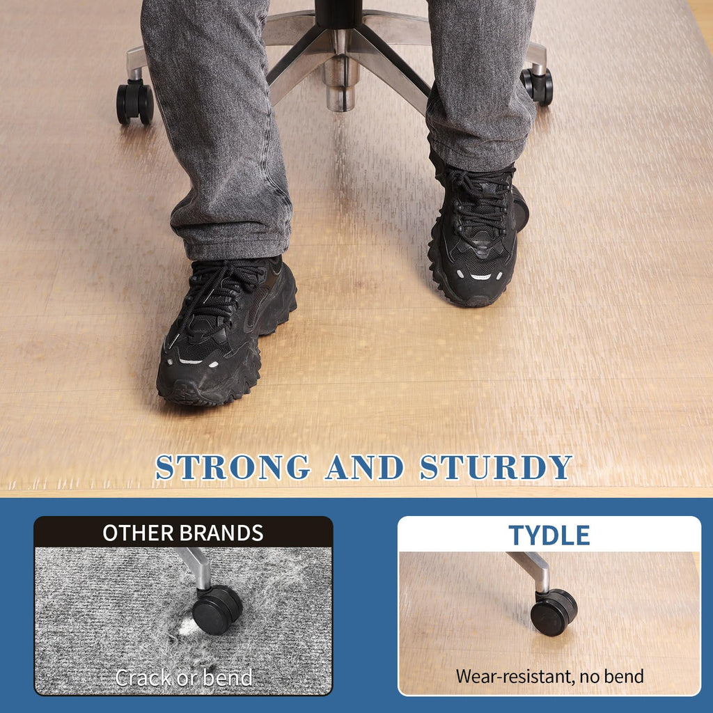 Clear Chair Mat, TYDLE 50" x 65" Large Office Chair Mat for Hard Floor, Vinyl Chair Mat for Gaming Chairs, Slip Resistant Floor Protector Rolling Computer Desk Mat for Hardwood Floor, Clear