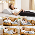 ZNUZDRK Knee Wedge Pillow, 8" Knee Pillow for Back Sleeping, Leg Elevation to Elevate Knee Triangle Pillow Post Surgery Recovery, Leg Pillow for Knee Support, Hip Back Pain Relief