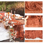 6 Pieces Terracotta Cheesecloth Table Runner 10ft, Rustic Burnt Orange Gauze Cheese Cloth for Boho Wedding Decor Bridal Shower Engagement Thanksgiving Christmas Table Runner
