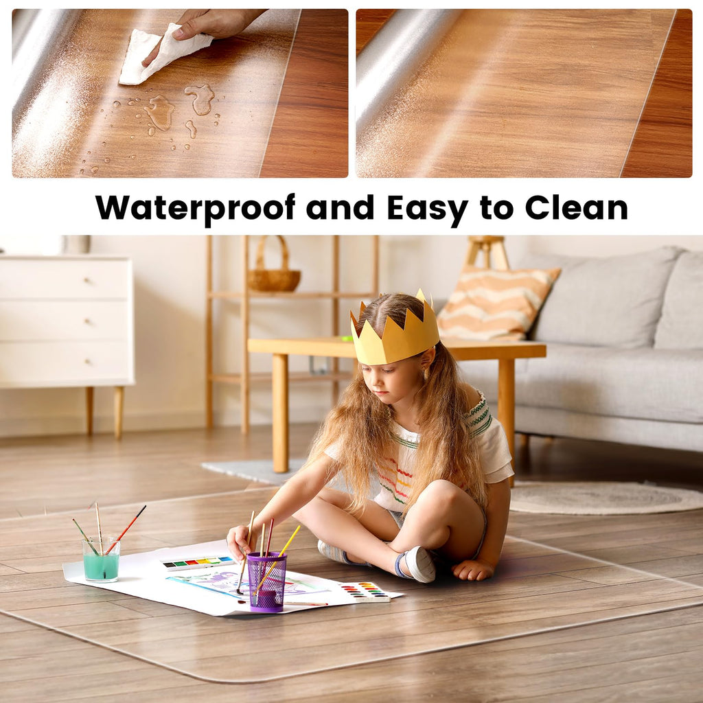 Office Chair Mat for Hardwood Floor: 63"x 51" Extra Large Floor Mat for Rolling Chair and Computer Desk, Clear Desk Chair Mat Heavy Duty Plastic Floor Protector for L Desk, Home, Gaming Easy Glide