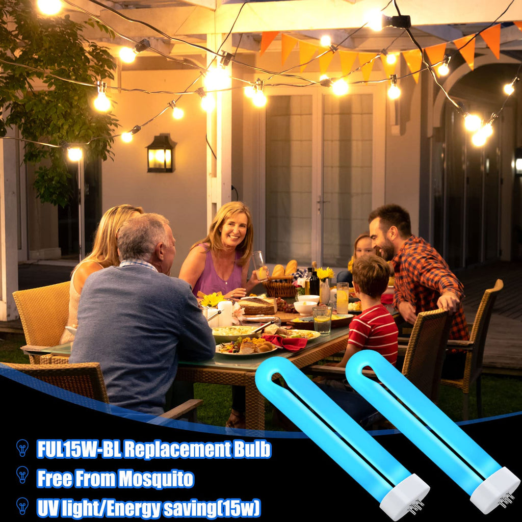 Zapper Light Bug Zapper Replacement Bulbs Insect Attracting Lamp FUL15W BL U Shaped Twin Tube Fluorescent UV Lamp 7.56 x 1.80 x 0.93 inch (White, 2)