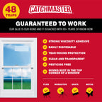 Catchmaster Window Fly Traps 48-Pack, Fruit Fly Traps for Indoors, Disposable Bulk Bug Catcher, Waterproof Insect Glue Trap, Adhesive Strips, Pest Control for Home, Kitchen, & Garage