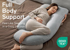 Momcozy U Shaped Pregnancy Pillows with Cotton Removable Cover, 57 Inch Full Body Pillow Maternity Support, Must Have for Pregnant Women, Hatha Grey