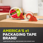 Sure Start Packing Tape, Clear, Quiet Unwind and Easy Start, 1.88 in. x 22.2 yd., 6 Tape Rolls with Dispensers