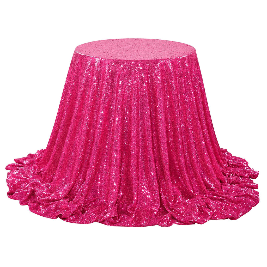 QueenDream Hot Pink Tablecloth 60 x 102 Inch Sequin Tablecloth Fuchsia Sparkly Tableclothfor Bridal Baby Shower Wedding Christmas Decorations