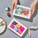 RomanticBaking 100 Pack White 7 x 4 3/8 x 1 1/2inches Cookies Boxes with Window Christmas Bakery Boxes Macaron Boxes Small Treat Boxes Chocolate Truffle Boxes