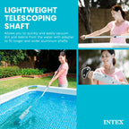 INTEX Rechargeable Handheld Pool Vacuum Cleaner with 94” Telescoping Pole, 2 Brush Heads, & Shaft Adapter for PureSpas & Pools
