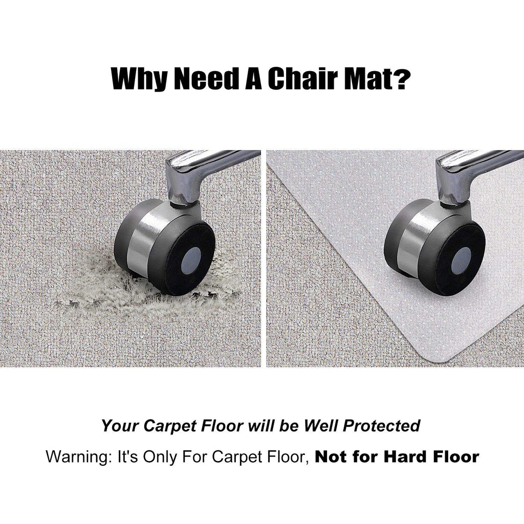 Kuyal Desk Chair Mat for Carpet, 46'' x 72'' Rectangle Transparent Mats for Chairs Good for Desks, Office and Home, Easy Glide, Protects Floors for Low and No Pile Carpeted Floors