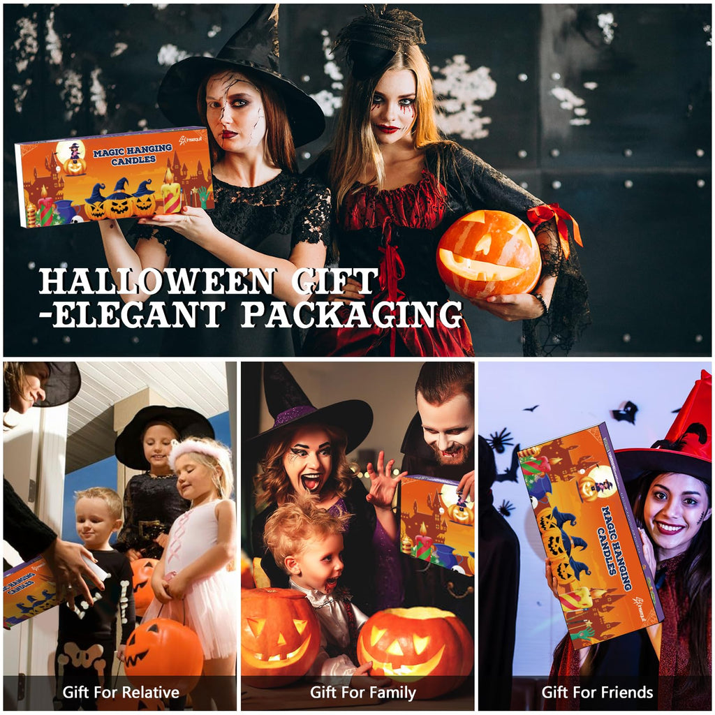 Halloween Decorations, 20pcs Floating Candles with Wand Remote, Flickering Warmer Light Flameless Candles, Magic Hanging Candles with DIY Sticker, Halloween Decorations Decor Indoor Outdoor Party (20)