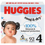 Huggies Size 4 Diapers, Snug & Dry Baby Diapers, Size 4 (22-37 lbs), 92 Count, Packaging May Vary