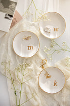 COLLECTIVE HOME - Ceramic Jewelry Tray, Decorative Trinket Dish for Rings Earrings Necklaces Bracelet Watch Keys, Birthday Mother's Day for Women, 4.75", White Surface (E)