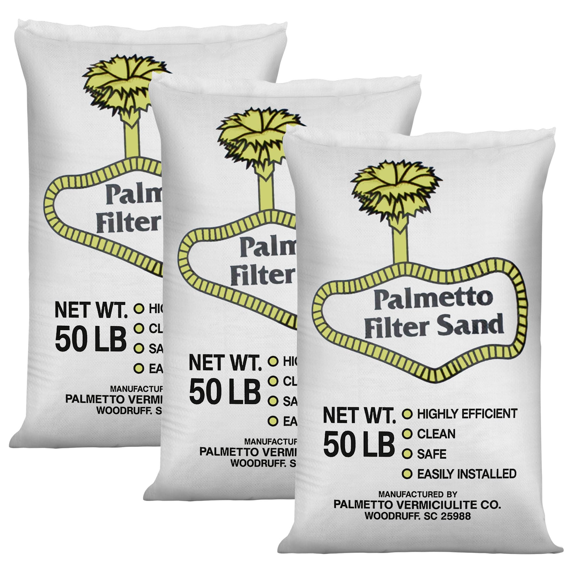 Palmetto 3 Pack Pool Filter Sand, Clean and Clear Water, Natural Sand for Residential and Commercial Pool Sand Filter Pumps, 50 Pound