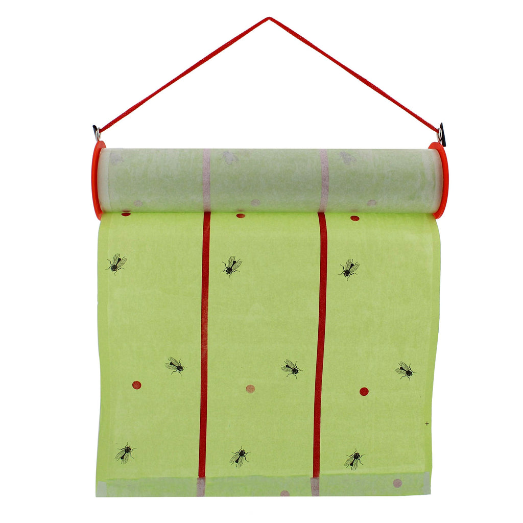 Ruralty Fly Tape Trap - 30ft Horizontal or Vertical Hanging Adhesive Indoor and Outdoor 3pk Insect Fly Trap Ribbon Roll