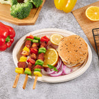 Vplus 100% Compostable Oval Paper Plates 12 inch 120 Pack Super Strong Disposable Dinner Plates Natural Biodegradable Eco-Friendly Sugarcane Plates for BBQ, Party, Gathering, and Picnic