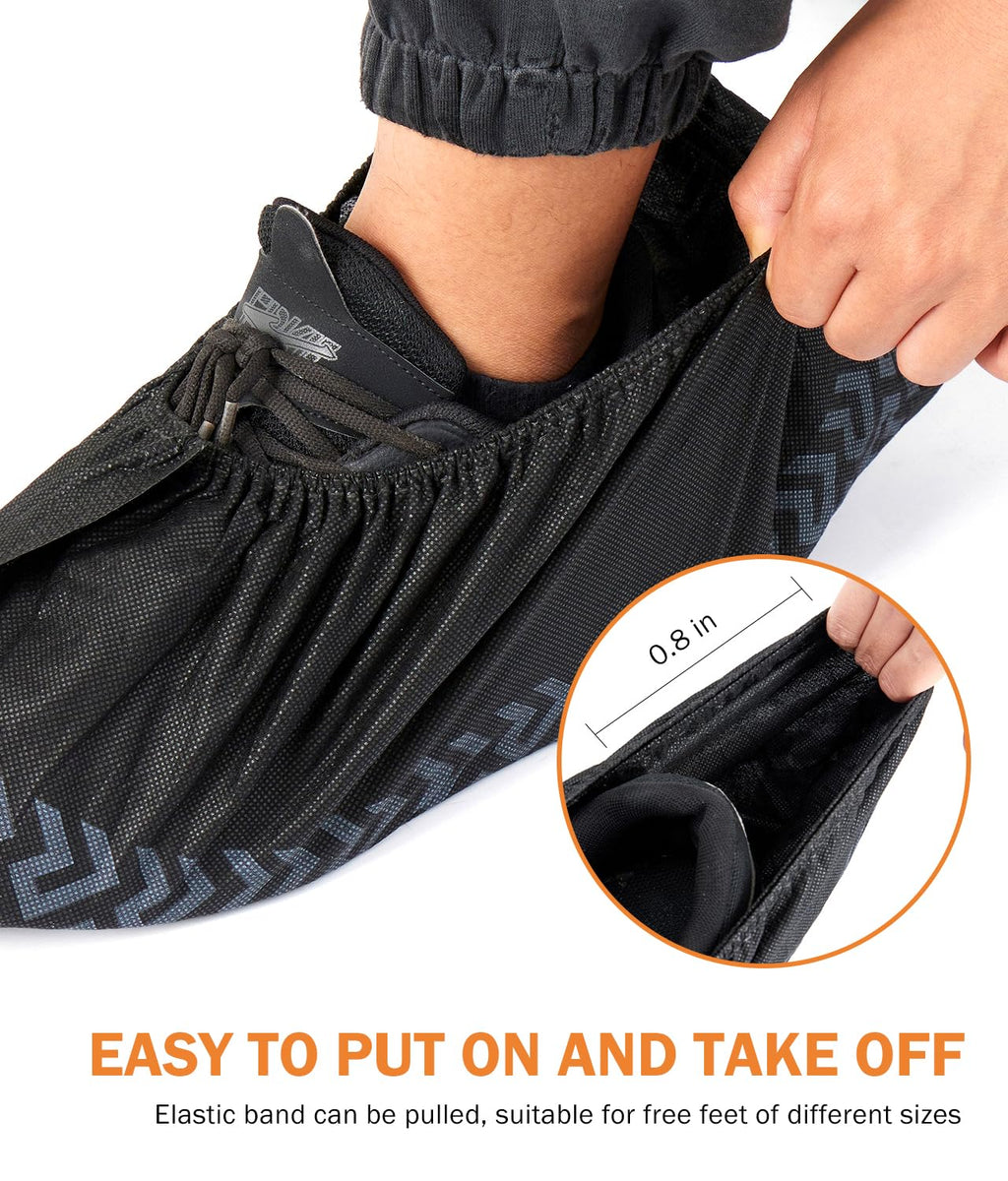 X-Large 100 Pcs Shoe Covers Disposable Non-Slip, Breathable Shoe Covers for Indoors, Slip-resistant, Durable, Non-Woven Booties for Shoes Covers,Stretchable Fits Up To13 US Men,Black
